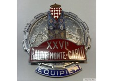 1956 MONACO BADGE PLAQUE CALANDRE EMAILLE 26e RALLYE MONTE CARLO SANS SUPPORT