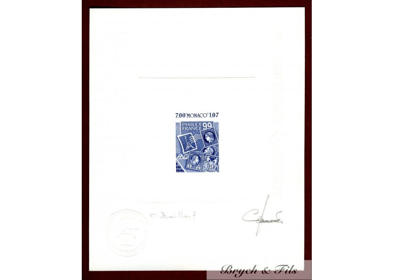 1999 MONACO N°2212 PHILEXFRANCE 99 EPREUVES D'ARTISTE BLEUE ET NOIRE SIGNEES