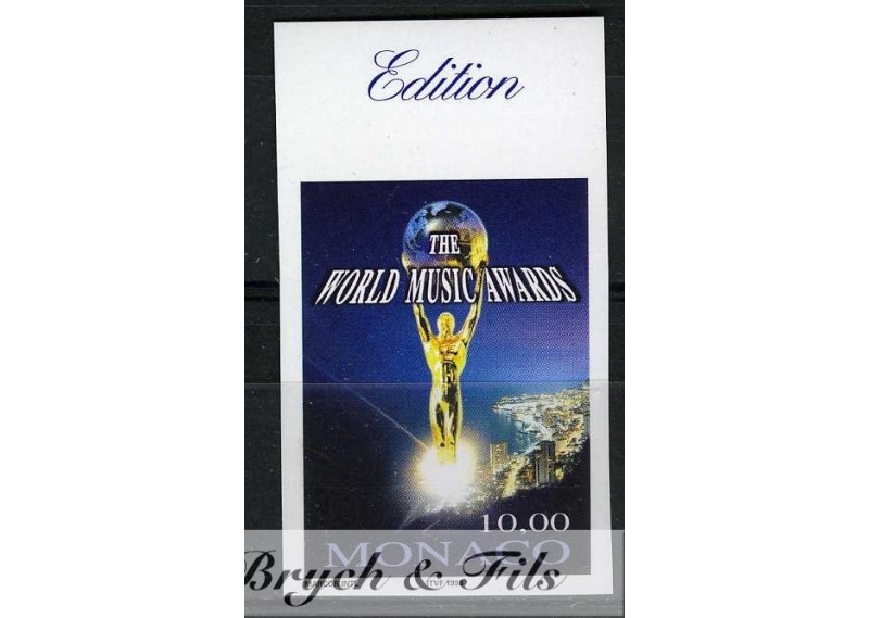 1998 MONACO N°2158 NON DENTELE 10° WORLD MUSIC AWARDSxx