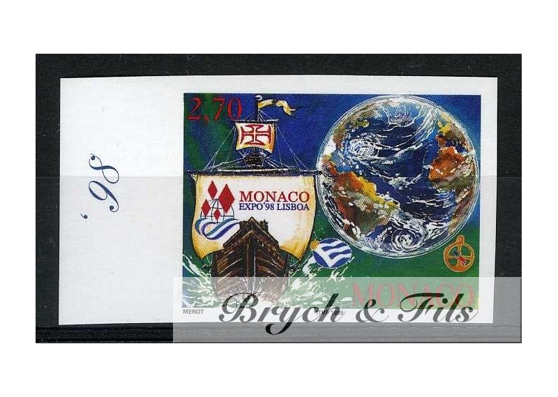 1998 MONACO N°2159 NON DENTELE EXPOSITION UNIVERSELLE LISBONNE xx