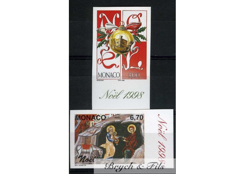 1998 MONACO N°2177-2178 NON DENTELE NOEL xx