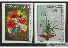 1975 MONACO N°1035-36 NON DENTELE  CONCOURS INTERNATIONAL DE BOUQUETS xx