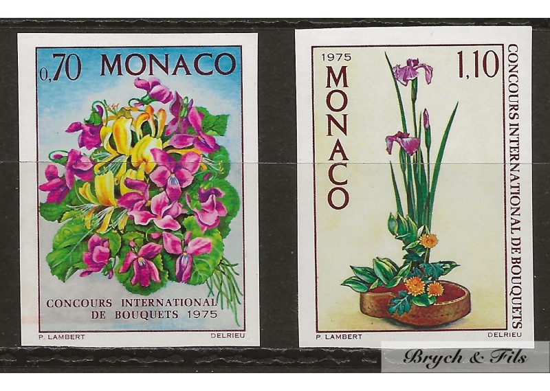 1974 MONACO N°984-85 NON DENTELE  CONCOURS INTERNATIONAL DE BOUQUETS xx