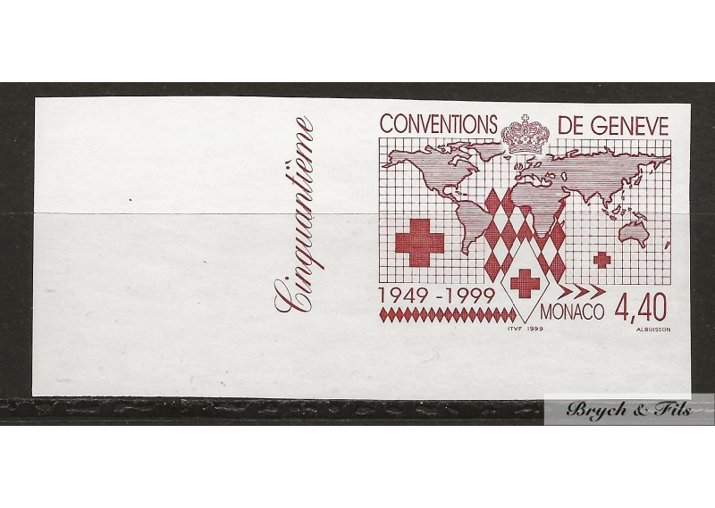 1999 MONACO N°2188 NON DENTELE ESSAI DE COULEUR 50aire CONVENTION DE GENEVE xx