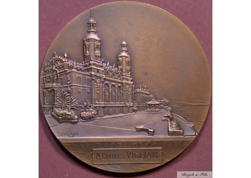 1863-1913 MONACO MEDAILLE CINQUANTENAIRE FONDATION SBM NOMINATIVE M. C. VIGLIANI BRONZE