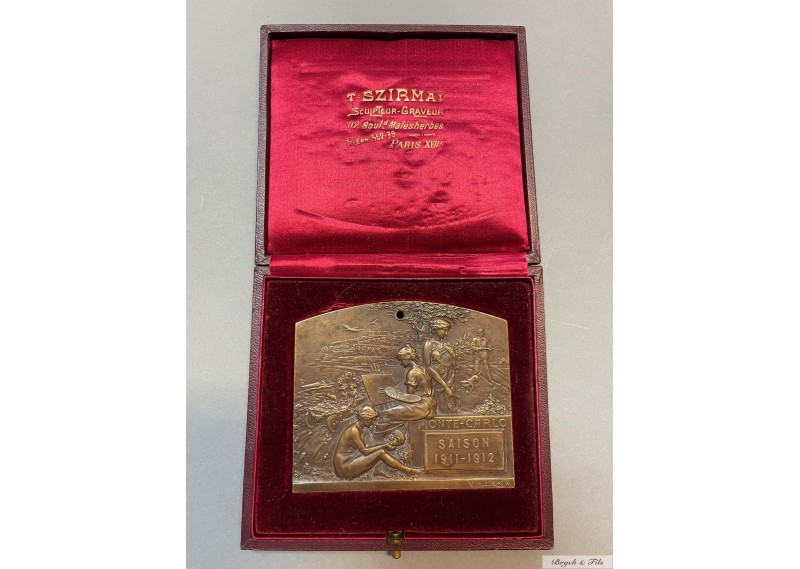 MONACO MEDAILLE CONCOURS INTERNATIONALS DE CHIENS DE MONTE CARLO 1911-1912 PAR T. SZIRMAI BRONZE