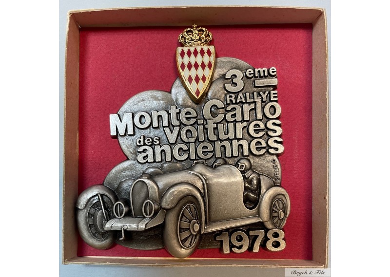 1978 MONACO BADGE PLAQUE CALANDRE EMAILLE 3e RALLYE MONTE CARLO VOITURES ANCIENNES