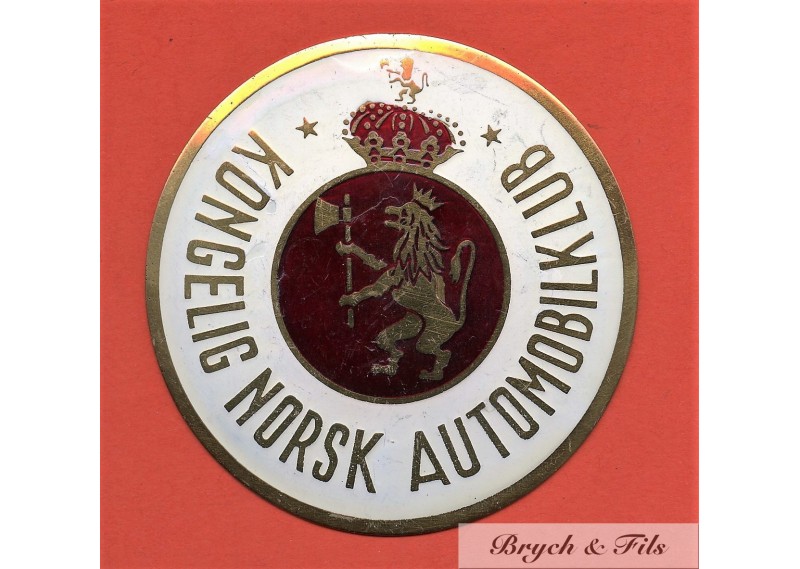 BADGE AUTOMOBILE "KONGELIG NORSK AUTOMOBILKLUB"