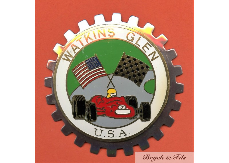 BADGE AUTOMOBILE "WATKINS GLEN USA"