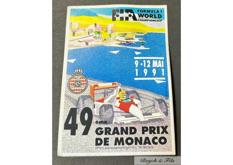 Autocollant F.I.A Grand Prix de Monaco 1991