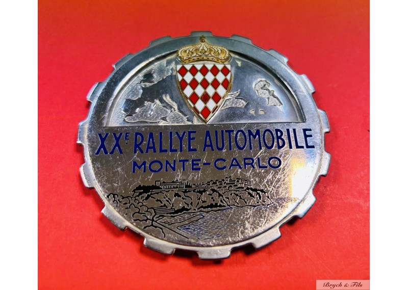 1952 MONACO BADGE PLAQUE CALANDRE EMAILLE 22e RALLYE MONTE CARLO