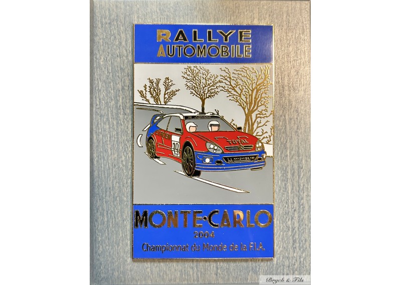 2004 MONACO BADGE/PLAQUE CALANDRE EMAILLEE 72e RALLYE DE MONTE-CARLO                                                            