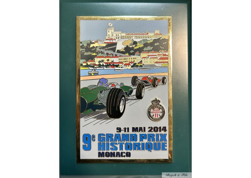 2014 MONACO BADGE/PLAQUE CALANDRE EMAILLEE 9e GRAND PRIX HISTORIQUE DE MONACO                    