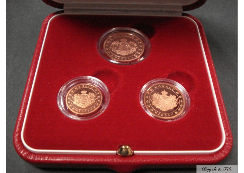 Monaco 2005 Belle Epreuve 1c, 2c, 5 cts d'euro