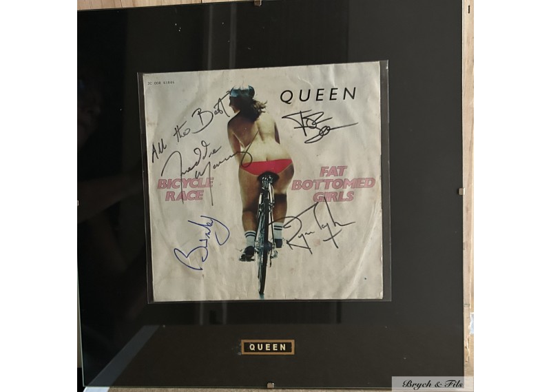 Pochette "QUEEN/BICYCLE RACE"  avec 4 dédicaces                               