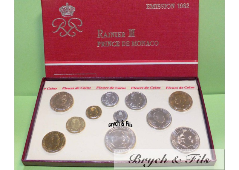 Série de 7 pièces Francs de Monaco