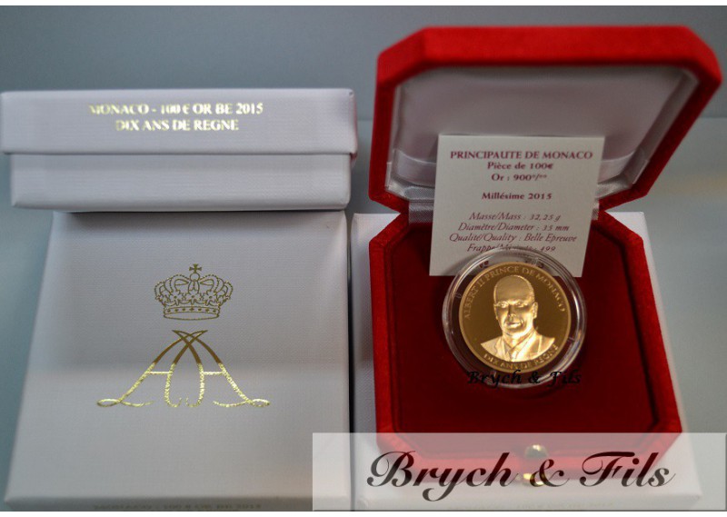 Monaco 2015 BE 100 euro or 10 ans de règne Prince Albert II