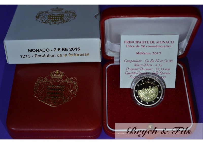 Monaco 2015 BE 2 euro 800 ans Fondation forteresse