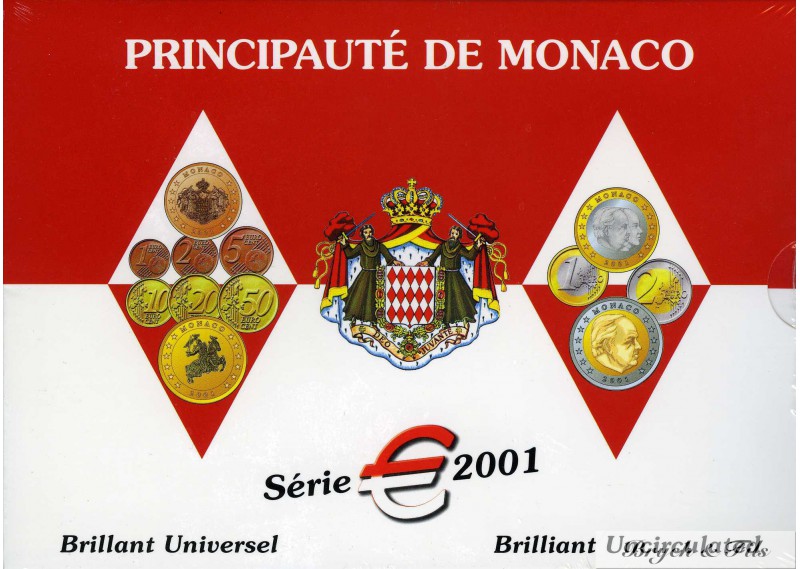 Monaco 2001 BU coffret 8 pièces 1ct à 2 euro