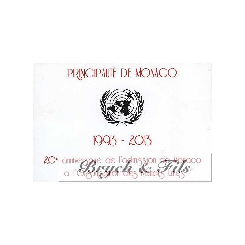 Monaco 2013 Encart 2 euro 20 ans de l'admission à l'ONU avec son timbre -  Monaco Timbres