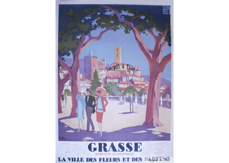 AFFICHE ORIGINALE GRASSE ILLUSTREE PAR ROGER BRODERS